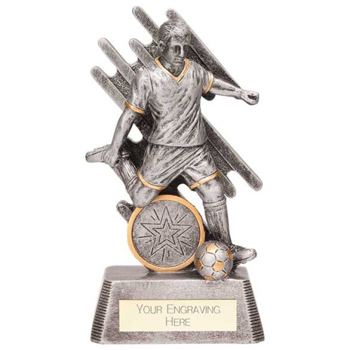MALE FOOTBALL FOCUS RESIN TROPHY 3 SIZES 13CM - 19CM
